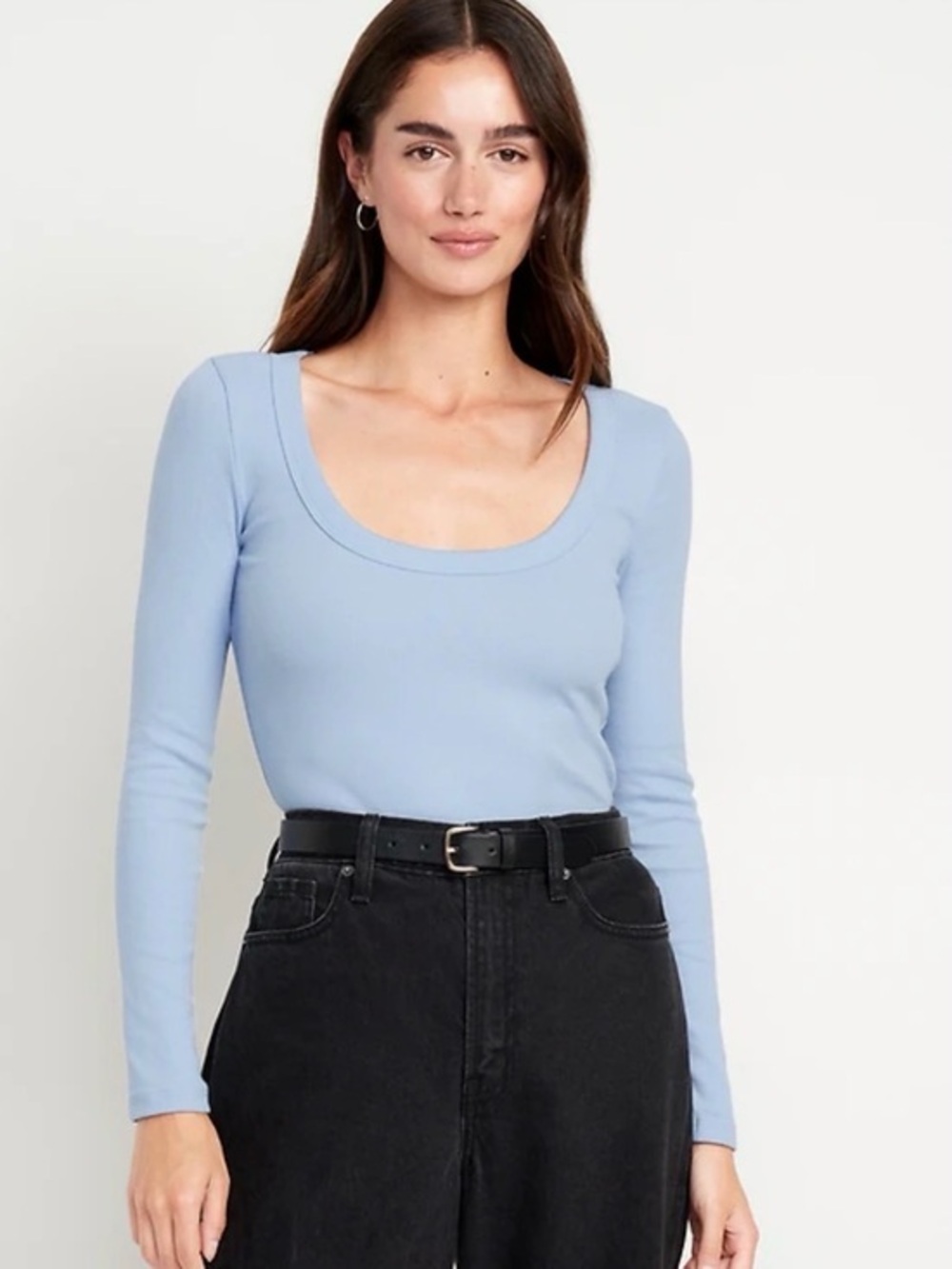 Old Navy Light Blue Scoop Neck Long Sleeve Tee